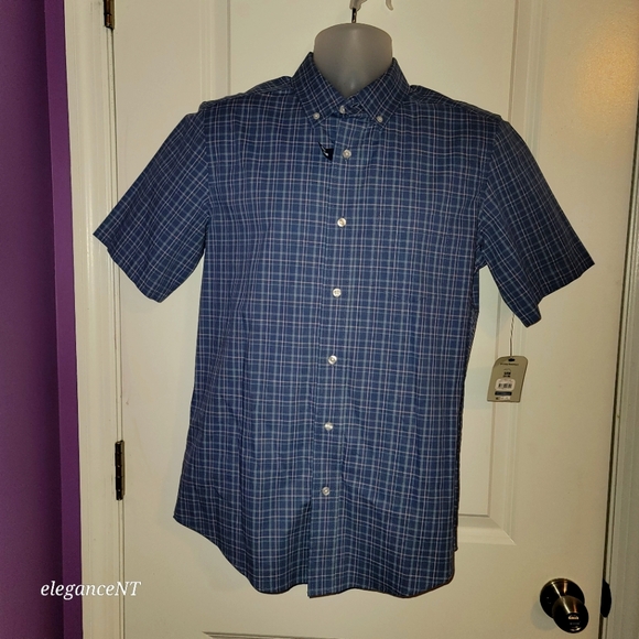 George Men's Short Sleeve Blue/Pink  Plaid Poplin Shirt Sz: S NWT - Picture 2 of 10
